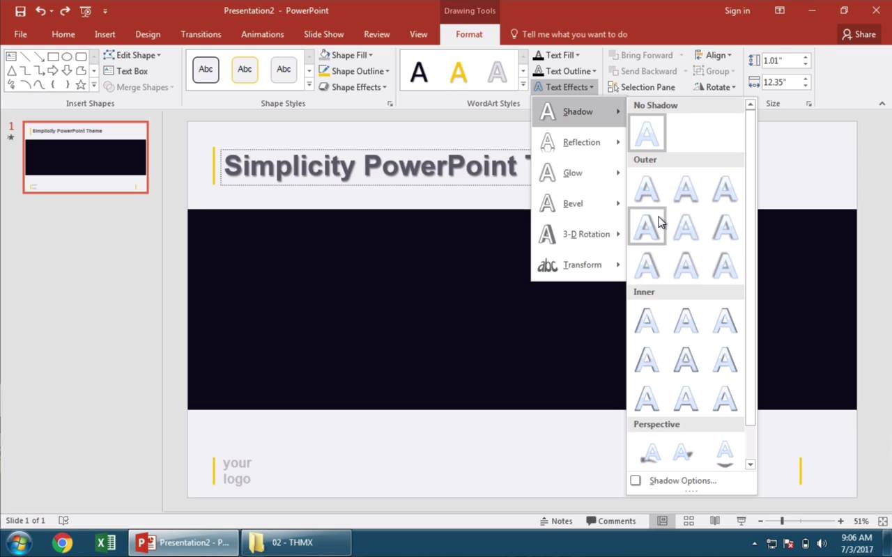 how to add font shadow in powerpoint for mac
